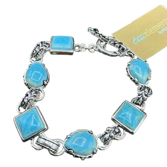 Studio Barse Jewelry - Barse Jubilee Toggle Bracelet- Aqua Howlite- Silver- NWT